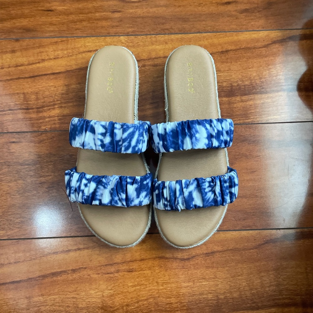 Blue and White Tie-Dye Sandals